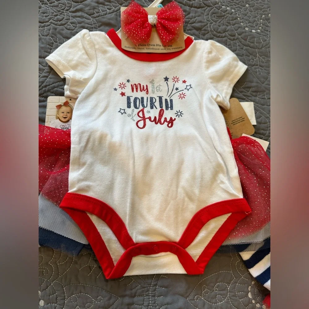 Baby Essentials 4th Of July 4 Piece Set NWT Size 6 Months